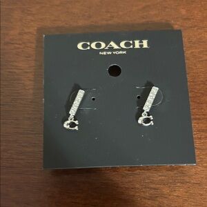 Coach Silver Logo Drop Earrings